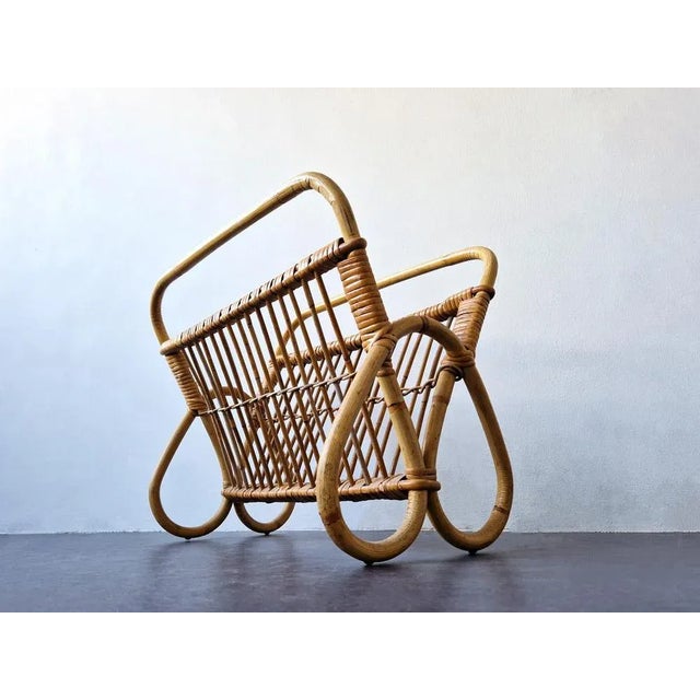 Vintage Rattan Magazine Rack, the Netherlands, 1960s | Chairish