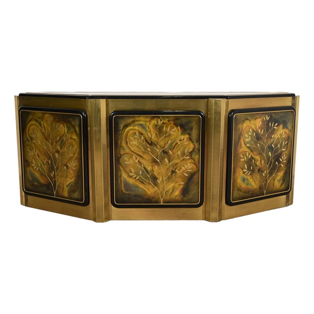Bernhard Rohne for Mastercraft Acid Etched Brass "Tree of Life" Sideboard Credenza, 1970s For Sale
