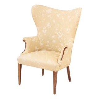 Botanical Print Upholstered Wingback Armchair For Sale