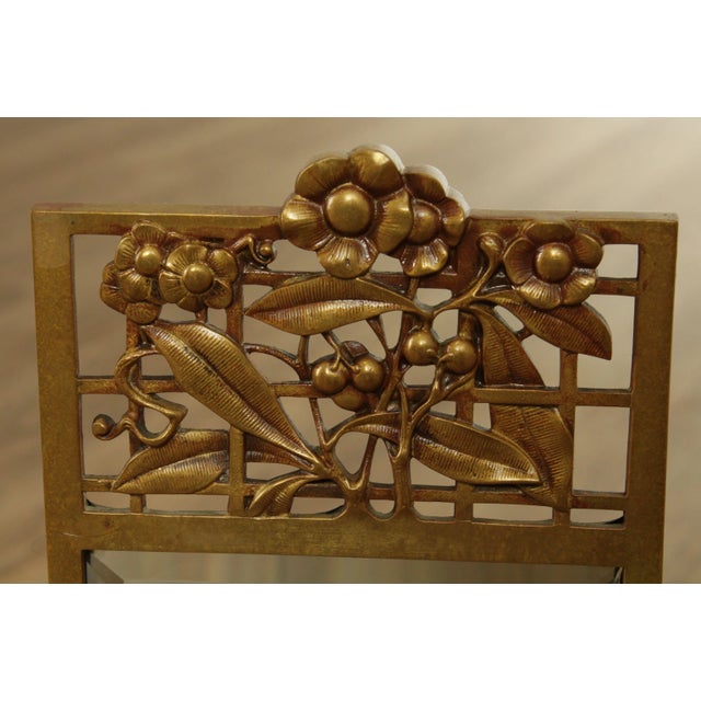 Aesthetic Movement Antique 1880's Victorian Brass Cheval Beveled Vanity Mirrors - a Pair For Sale - Image 10 of 13