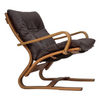 Danish Armchair in Leather, Canvas and Bentwood from Komfort, 1970s For Sale