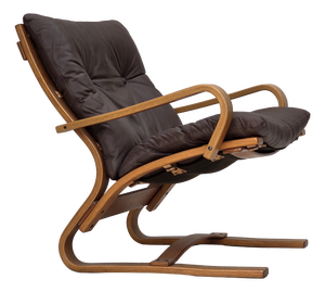 Danish Armchair in Leather, Canvas and Bentwood from Komfort, 1970s