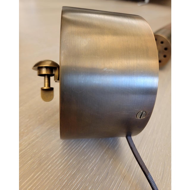 Apparatus Studio Cylinder Pendant Light in Aged Brass & Leather For Sale - Image 15 of 18