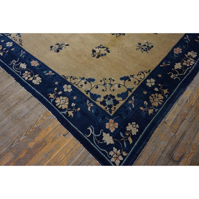 Rectangle 1920s Antique Room Size Ivory Wool Knotted Chinese - Peking Rug, Circa Date: 1920s. This exceptional Chinese...