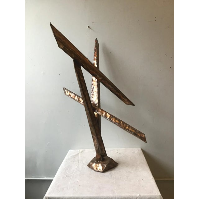 1970s Abstract Tabletop Sheeted Copper Sculpture Brutalist Sculpture Soldered/Welded Copper Sheets Patterned Patina on...