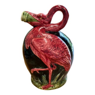 Vintage Flamingo Pitcher | European Ceramic Bird Jug For Sale