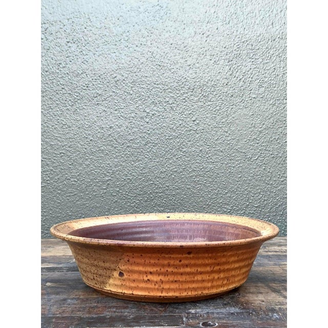 Farmhouse Vintage Boho Original Studio Pottery Wheat Bowl For Sale - Image 3 of 10