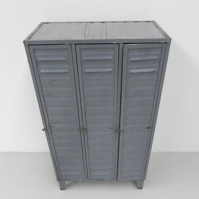 Industrial Industrial Steel Locker with 3 Doors, 1950s For Sale - Image 3 of 18