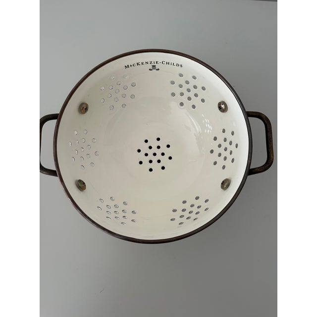 Farmhouse Mackenzie-Childs Parchment Check Colander, Small For Sale - Image 3 of 3