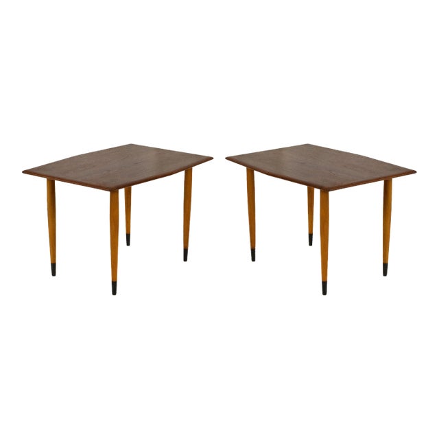 Pair of Modern Teak and Brass Side Tables by Dux of Sweden For Sale