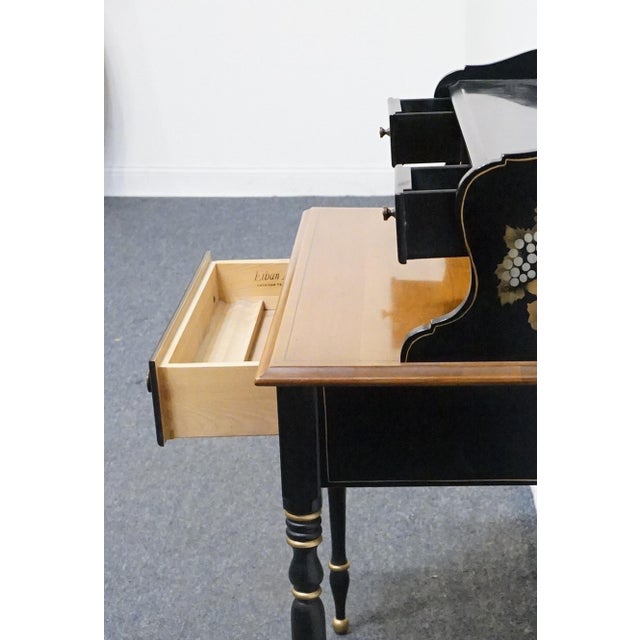 Black Ethan Allen Hand Decorated Collection Black & Gold Hitchcock Style 32" Accent Writing Secretary Desk 14-9514 For Sale - Image 8 of 12