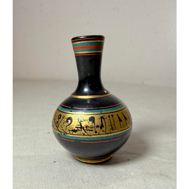 Ceramic Antique Hand Painted Greek Glazed Miniature Dollhouse Pottery Clay Vase For Sale - Image 7 of 7
