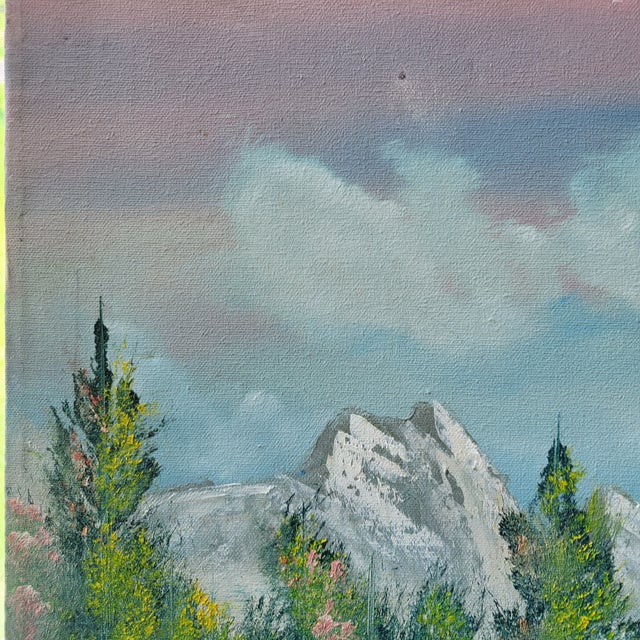 1970s S. LeRoy Original Oil on Canvas River Landscape Painting Signed Unframed Trees For Sale - Image 10 of 18