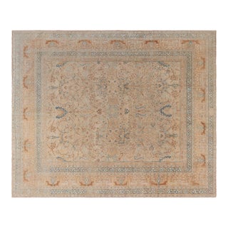 Fine Antique Persian Meshad Animal Hand Knotted Wool Carpet For Sale