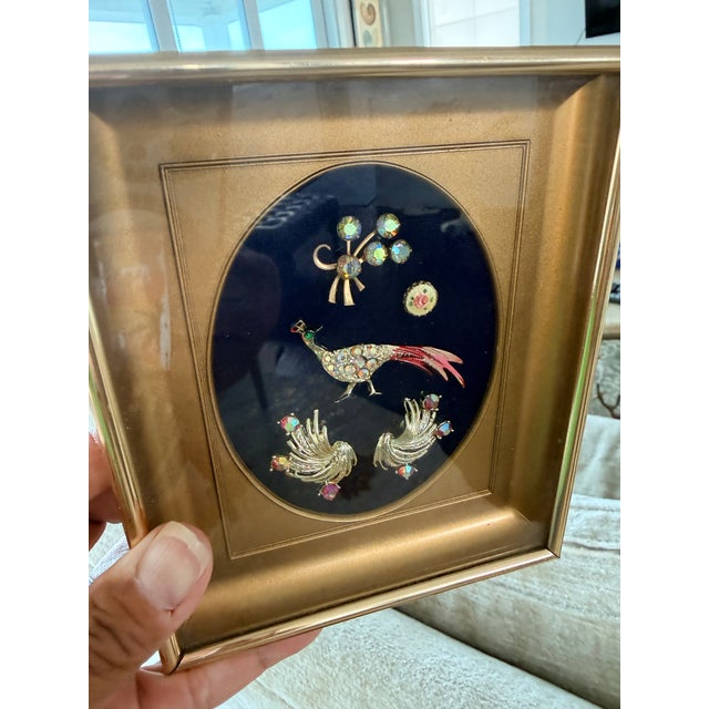 Blue Vintage Jewelry Shadowbox Display For Sale - Image 8 of 9