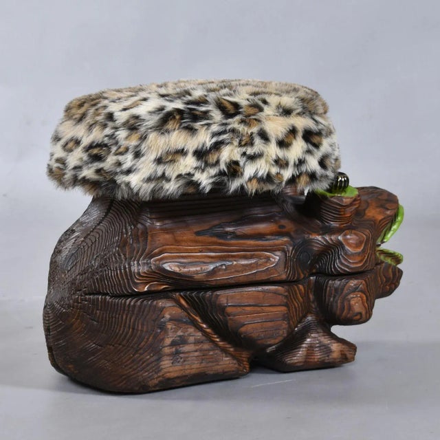 1960s Restored Witco Tiki Carved Wood Frog Ottoman Toad Stool For Sale - Image 5 of 13