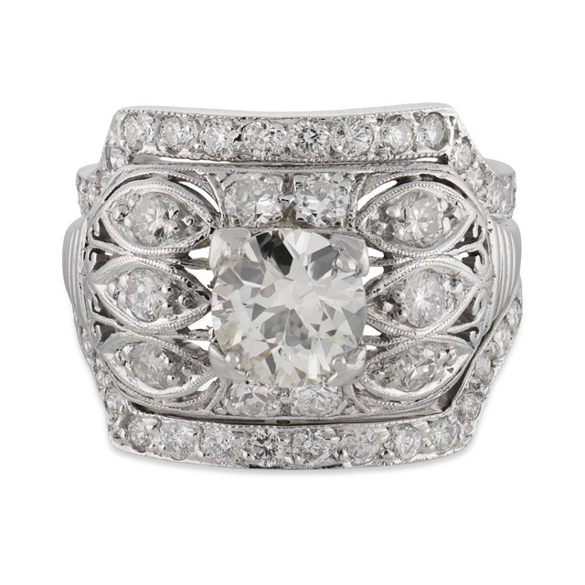 Art Deco 1930s Art Deco Gia Diamond Platinum Engagement Ring, Size 4.25 For Sale - Image 3 of 6