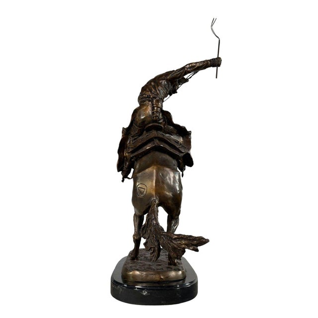 "Bronco Buster" Signed Bronze Sculpture After Frederic Remington - 35" H For Sale - Image 10 of 11