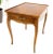 Baker one-drawer satinwood end table with gallery and brass feet tips. Mint original condition.