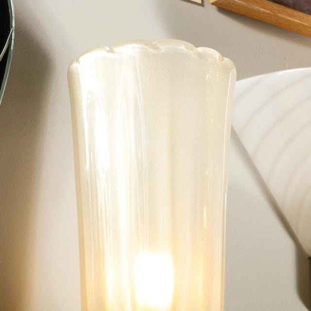 21st Century Modernist Handblown Murano Glass Elongated Tulip Sconces With 24-Kt Gold Flecks - a Pair For Sale - Image 10 of 13