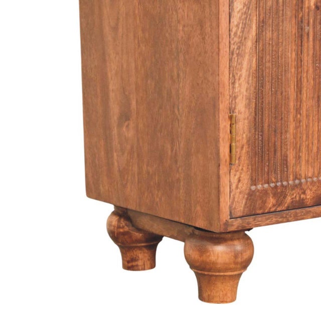 Roasted Almond-Finish Mango Wood Grooved 2-Door Sideboard For Sale - Image 4 of 8