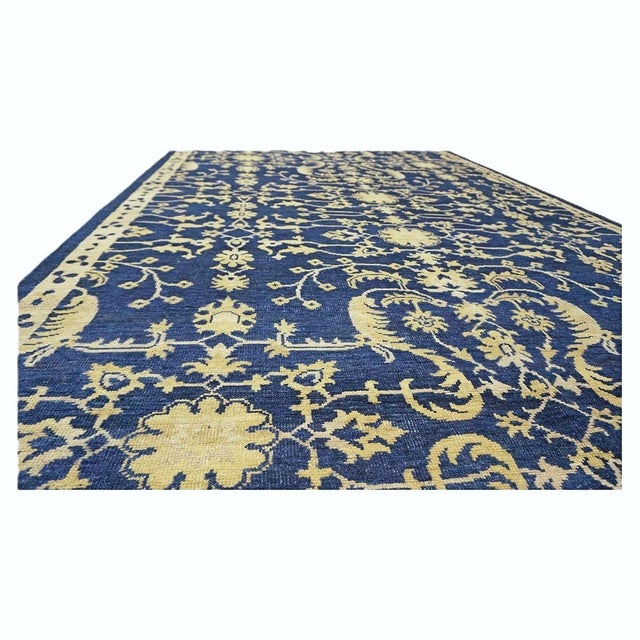 Afghan Sultanabad Wool 6x10 Navy Blue & Ivory Handmade Area Rug #1144038 For Sale - Image 4 of 6