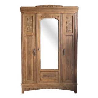 Large Art Deco Oak Wardrobe, 1930s For Sale