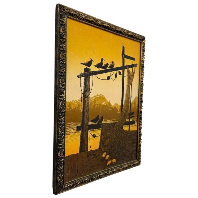 Embrace the nostalgic coastal allure of mid-century American printmaking with this authentic, vintage serigraph print...