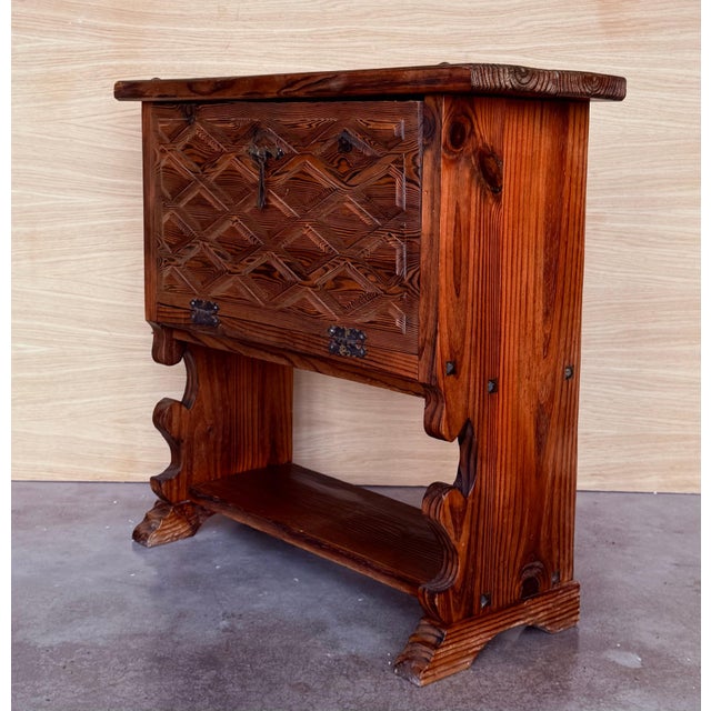 Early 20th Fall front Door rustic console Table with Shelve For Sale - Image 4 of 18