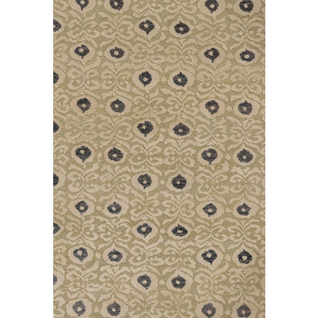 2010s Rug & Kilim’s Block Print Rug With Floral Lattice in Beige-Brown & Charcoal For Sale - Image 5 of 10