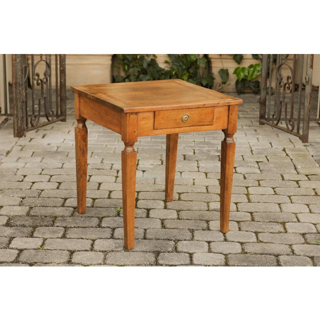 Italian 1820s Neoclassical Walnut Side Table with Large Banding and Tapered Legs For Sale In Atlanta - Image 6 of 12