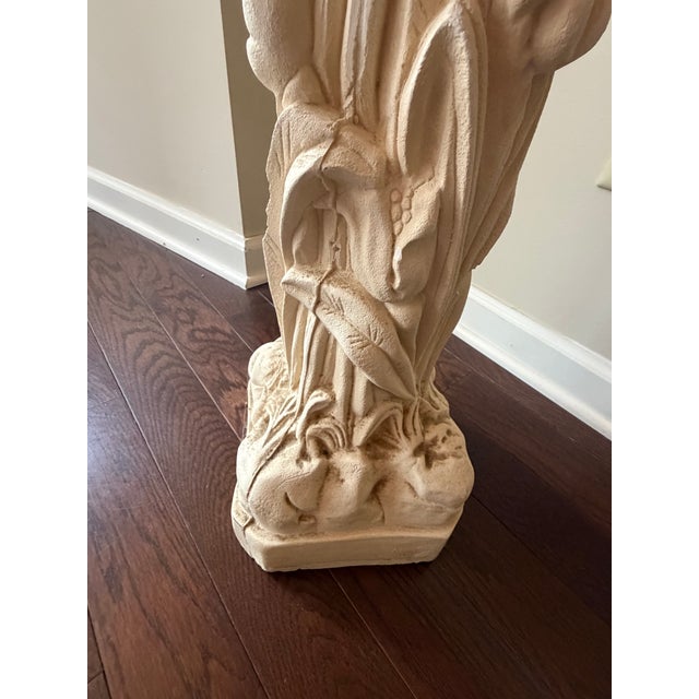 Sculpture Materials Pedestal Stand Cream Floral Relief Plaster Octagonal Column Hollywood Regency For Sale - Image 7 of 9