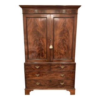 19th Century Antique English Flame Mahogany Armoire For Sale