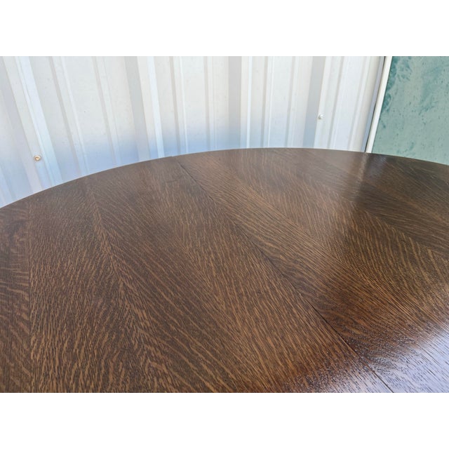 Antique Victorian Quartersawn Oak Barley Twist Extension Dining Table- Refinished For Sale - Image 4 of 12