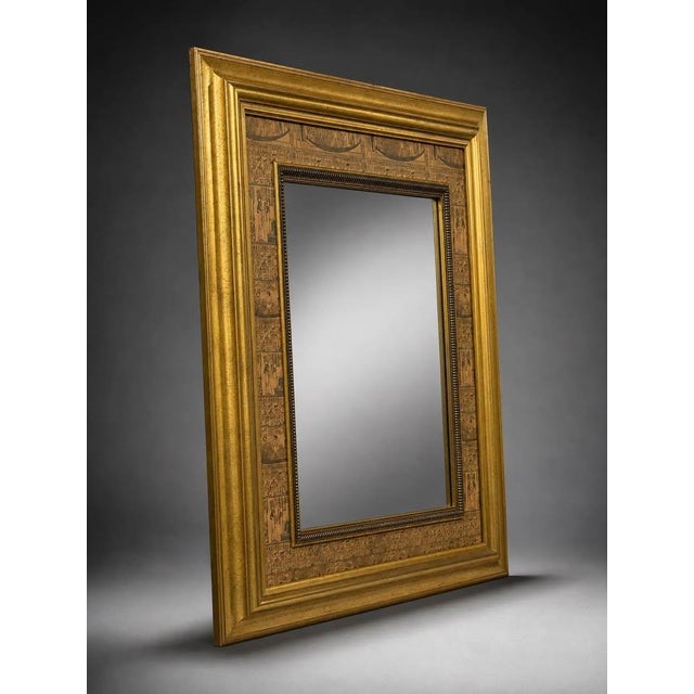 Textile Ornate Egyptian Revival Gold Framed Wall Mirror For Sale - Image 7 of 8