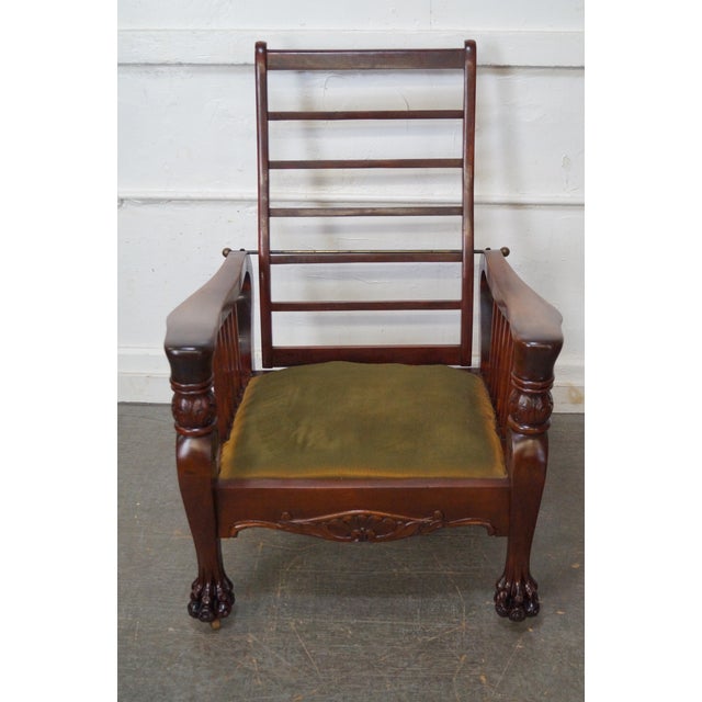 Antique Victorian Mahogany Claw Foot Recliner Morris Chair Chairish