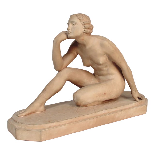 Art Deco Terracotta Sculpture by Lucien Alliots For Sale