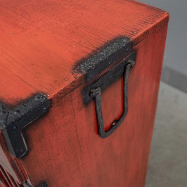 Red Vintage Japanese Red Lacquer Merchant Chest / Choba Tansu For Sale - Image 8 of 11