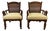 Pair of 1970s Kane Back Captain’s Chairs Antiqued Walnut Stained Frames - New Seat Cushions With New Upholstery. For Sale