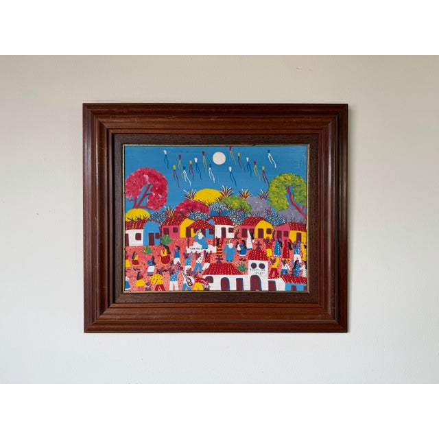 Mid-Century Modern Vintage “Templo San Pedro” Folk Art Oil on Canvas Painting, Signed A. R. Dalma, Wood Framed For Sale - Image 3 of 12