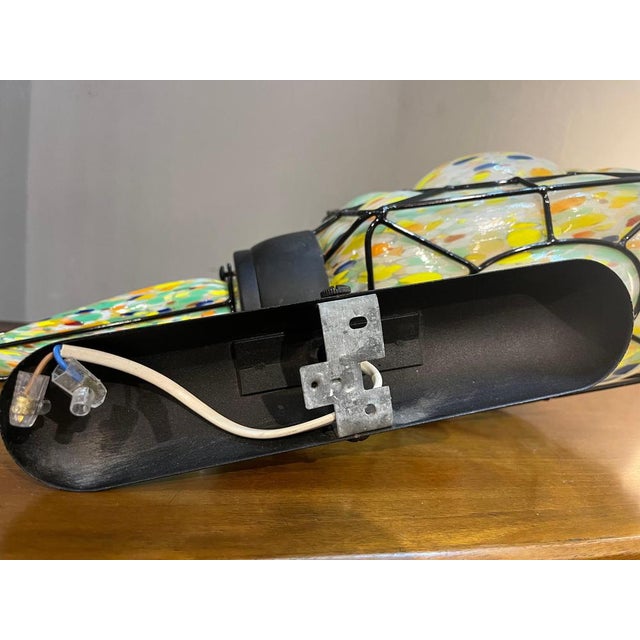 Polychrome Murano Glass Wall Lamp with Black Metal Frame, Italy, 1980s For Sale - Image 9 of 10