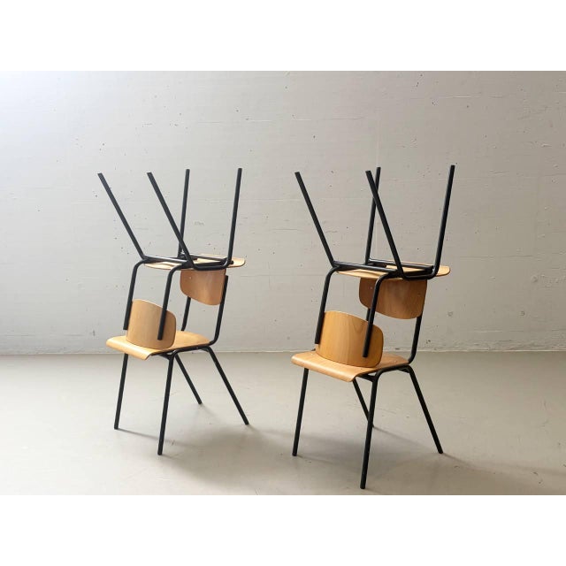 Stackable Studio Chair with Black Lacquered Steel Frame, 1990s For Sale - Image 14 of 17