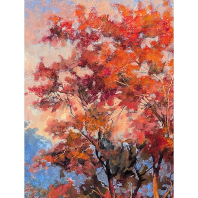 Nancy Paris Pruden "Orange Light" Contemporary Naturalistic Forested Nature Path Landscape Painting, 2020s For Sale - Image 10 of 11