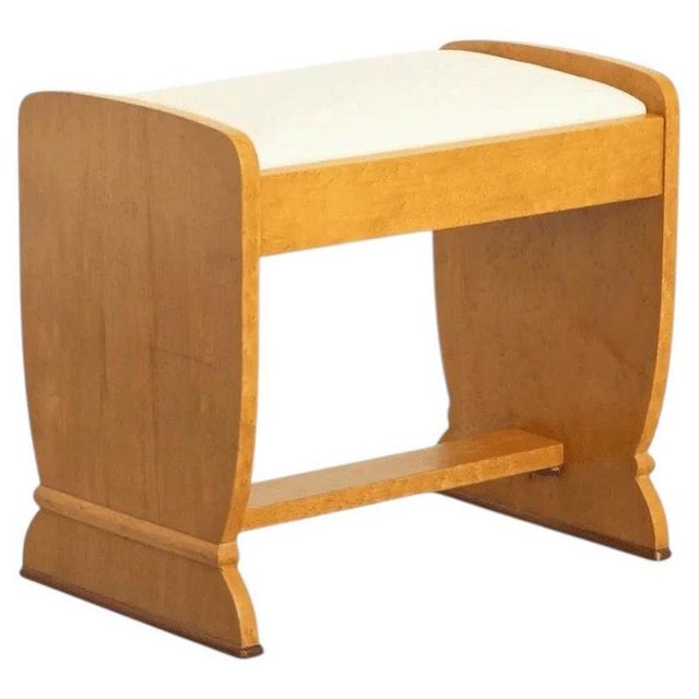 British Art Deco Birdseye Maple Dressing Stool, 1930 For Sale - Image 6 of 6