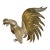 Vintage Sculptural Rooster Figurine in Possibly Brass With Oversized Tail Feathers. For Sale