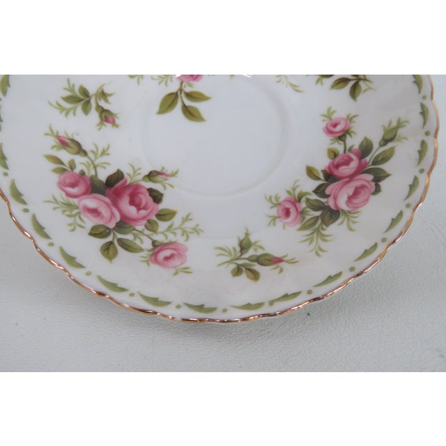 Royal Albert Mid 20th Century Royal Albert Flower of the Month Series Pink June Roses Bone China Saucer For Sale - Image 4 of 7