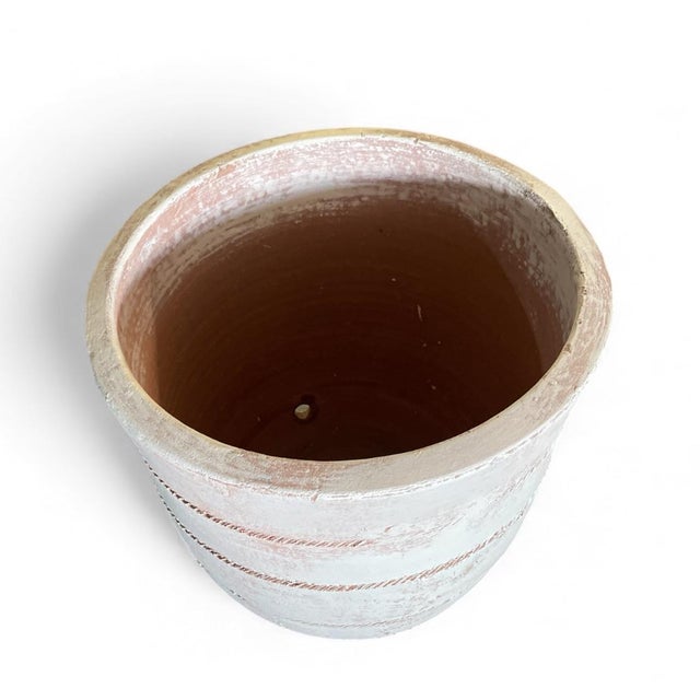 Hand-Painted Tunisian Terracotta Planter - White Washed For Sale - Image 4 of 6