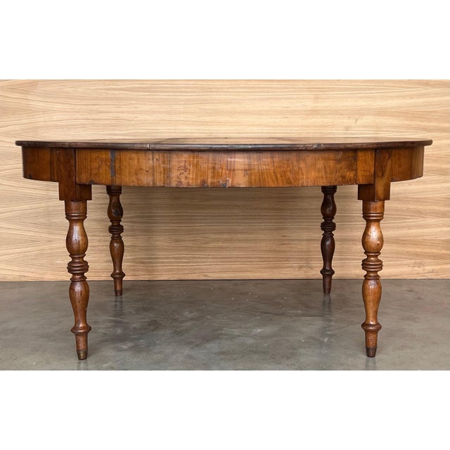 19th Solid Walnut Oval Center Country Table with turned legs, France For Sale - Image 17 of 18
