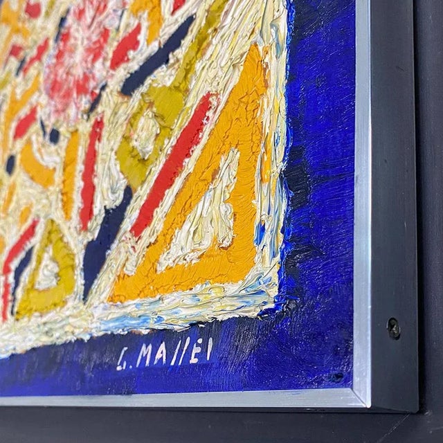 G. Maffei, Composition, 1970s, Colored Tempera, Framed For Sale - Image 10 of 11