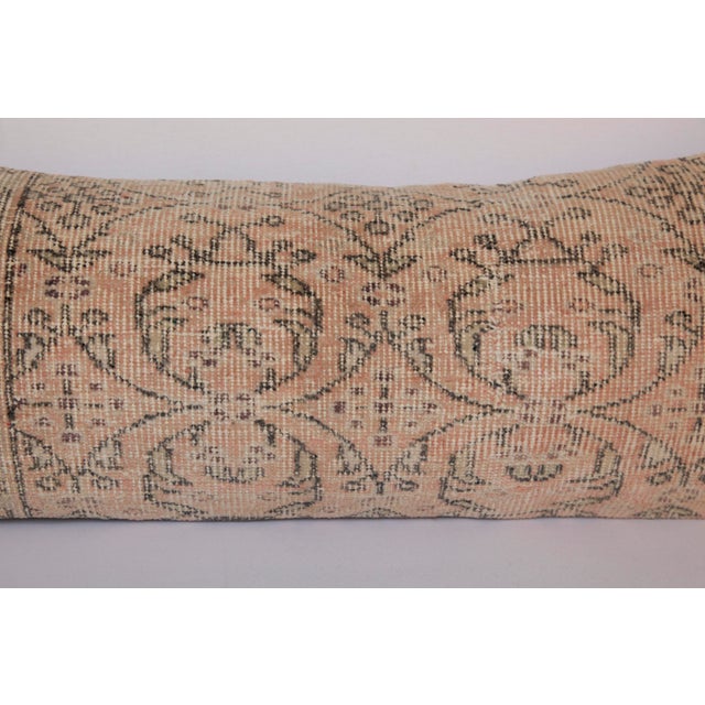 Late 20th Century Bohemian Turkish Rug Pillow – Handwoven Vintage Lumbar Cushion Cover -14'' X 36'' For Sale - Image 5 of 9